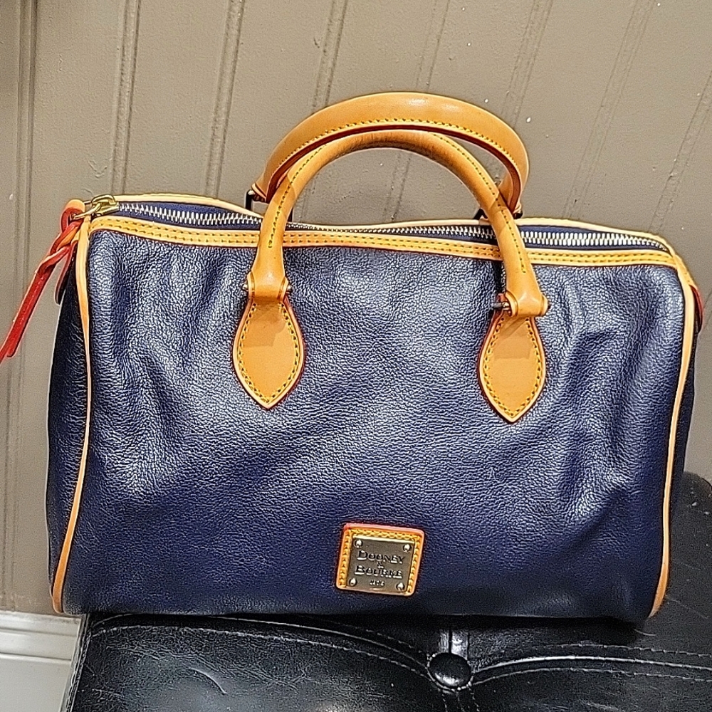 Brand New Navy Blue Leather Classic Satchel.